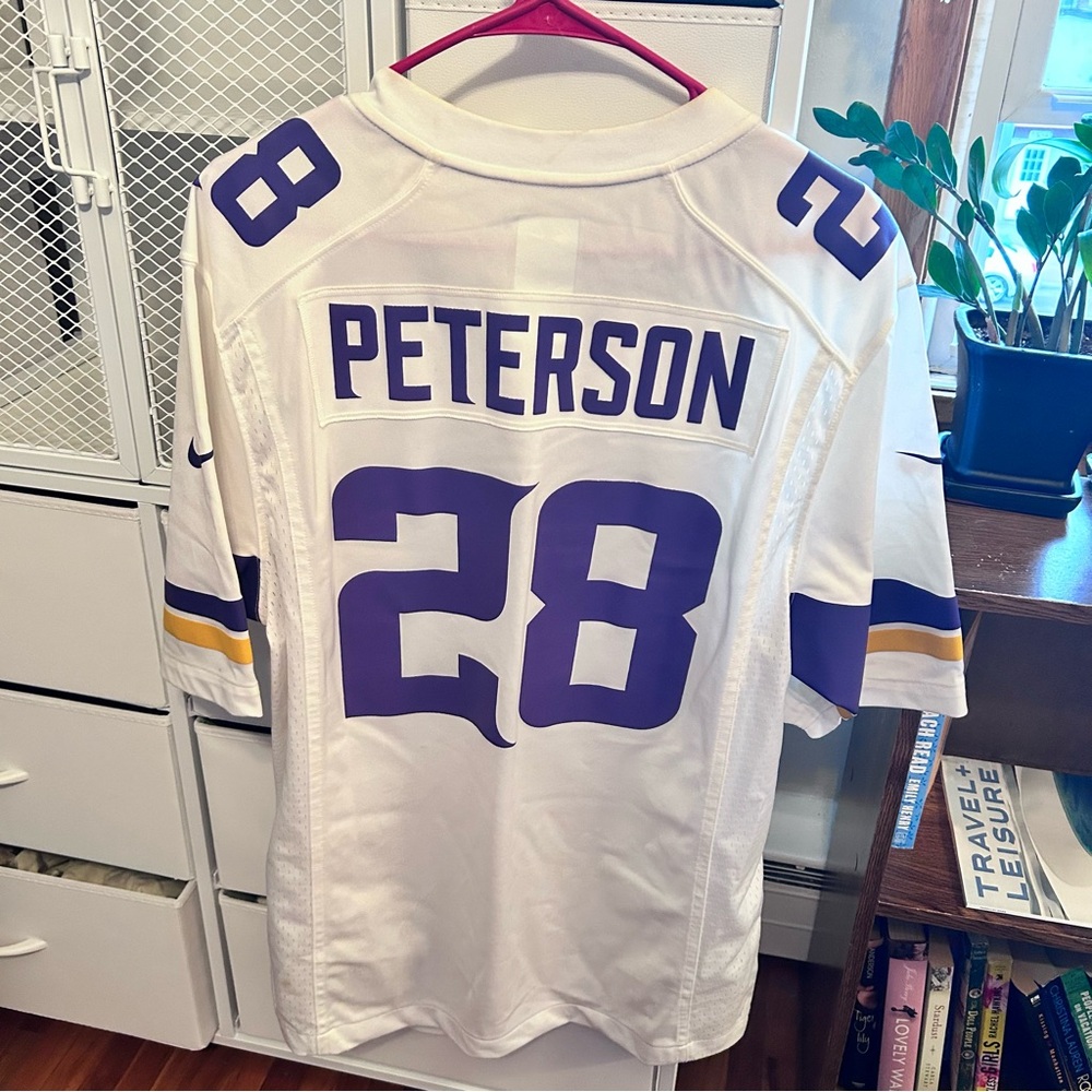 Vikings Peterson White and Purple Jersey